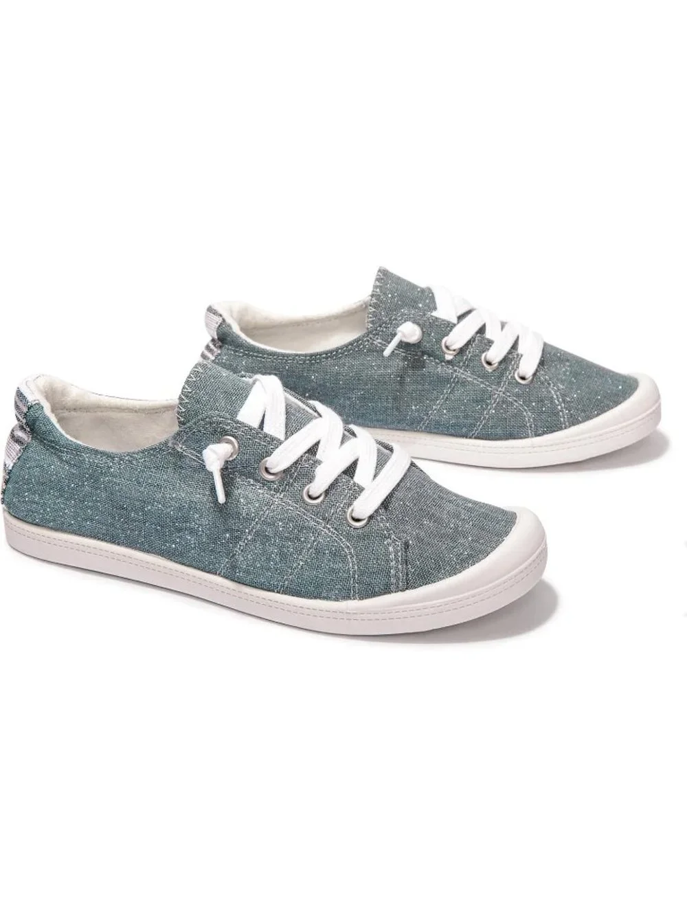 Womens Blue Canvas Slipon Canvas Sneaker Low Top Walking Shoes Fashion Sneakers